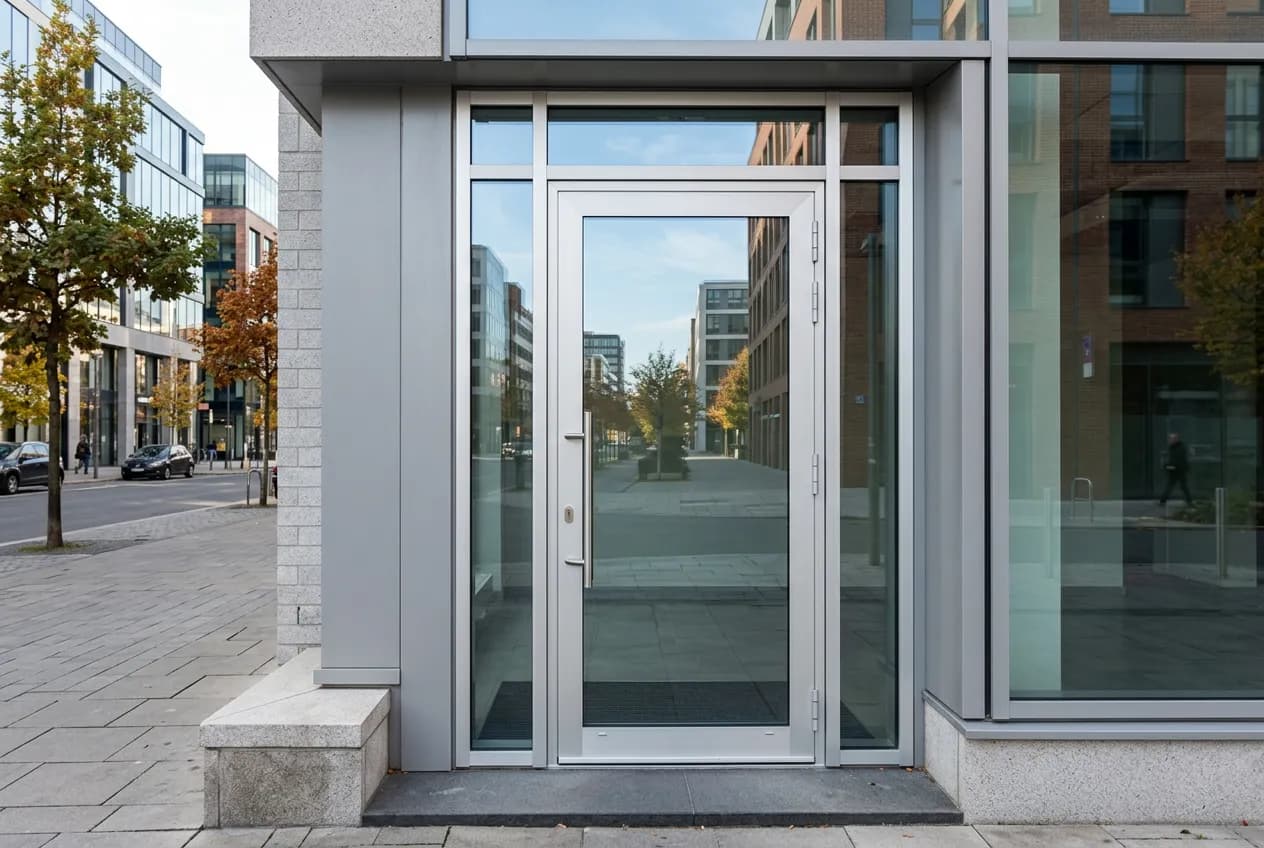 Porte en aluminium à rupture de pont thermique avec vitrage 4/12/4, vitrine commerciale Casablanca, Maroc