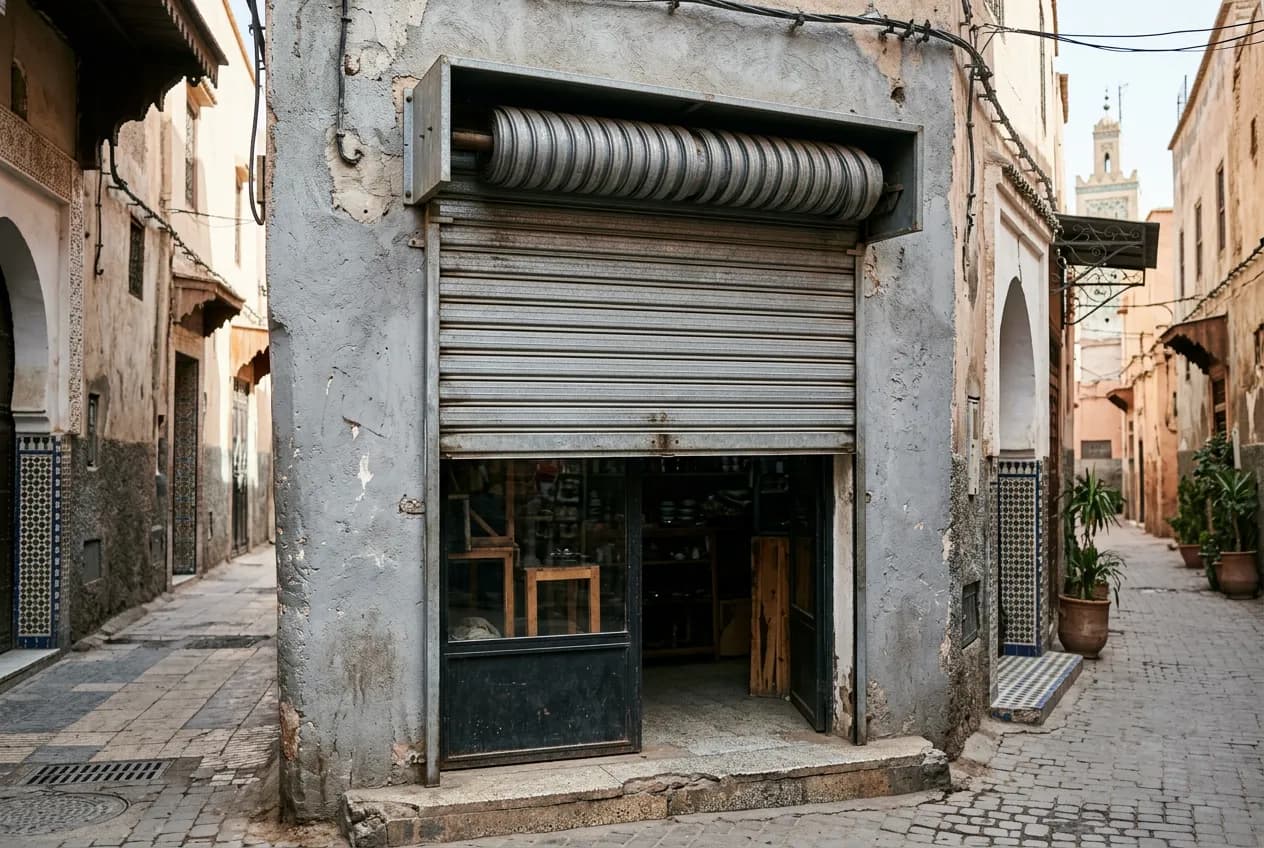 Réalisation Portes Maroc à Zone Industrielle Salé — Porte enroulable 6×5m avec automatisme triphasé