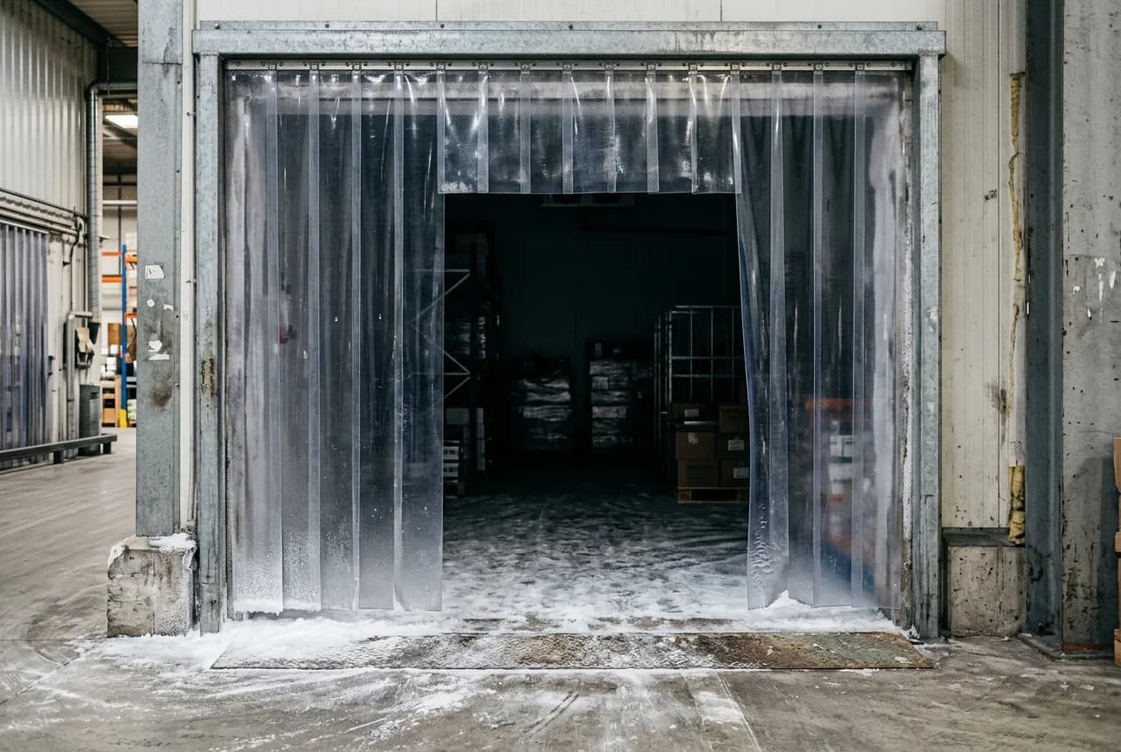 Réalisation Portes Maroc à Aïn Cheggag — Rideau anti-froid PVC 3×3m